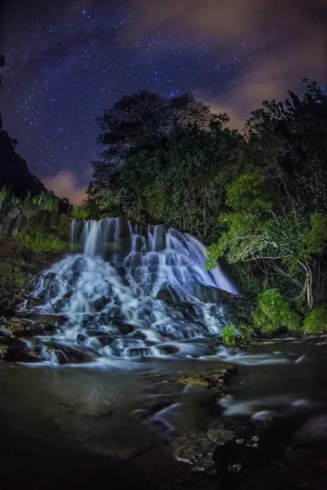 Framed Print : A glowing waterfall at night with the Milky Way above, Kapaa, Hawaii Framed Print : A glowing waterfall at night with the Milky Way above, Kapaa, Hawaii