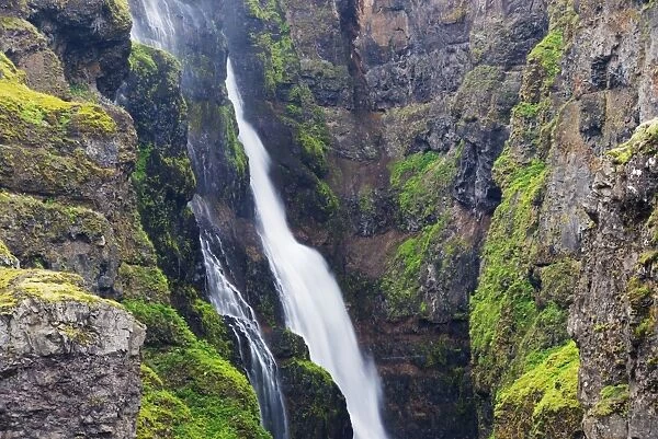 Glymur waterfall, Icelands tallest at 198m, Iceland, Polar Regions