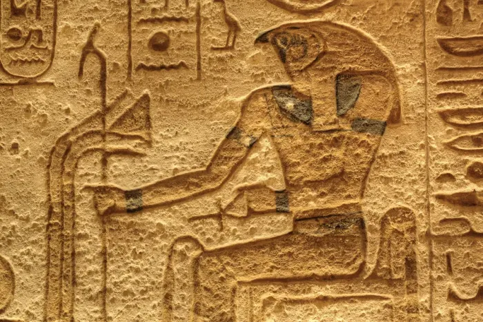 Framed Print : God Horus, Sunken Relief, Lateral Chamber, Ramses II Temple, UNESCO World Heritage Site Framed Print : God Horus, Sunken Relief, Lateral Chamber, Ramses II Temple, UNESCO World Heritage Site