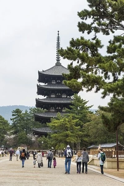 Gojyu-no-to (Five Storied Pagoda), UNESCO World Heritage Site, Nara, Kansai, Japan, Asia