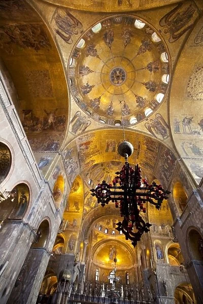 Gold mosaics on the dome vaults of St. Marks Basilica in Venice, UNESCO World Heritage Site
