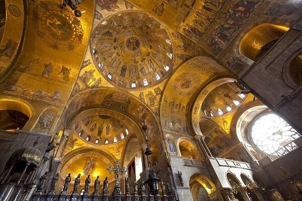 Gold mosaics on the dome vaults of St. Marks Basilica in Venice, UNESCO World Heritage Site