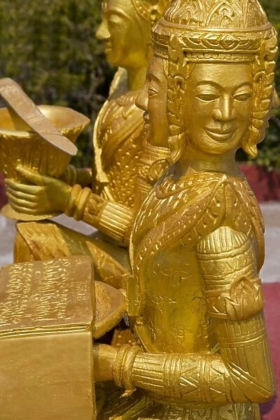 Gold statue in Wat Krom Temple, Sihanoukville Port, Sihanouk Province, Cambodia, Indochina, Southeast Asia, Asia