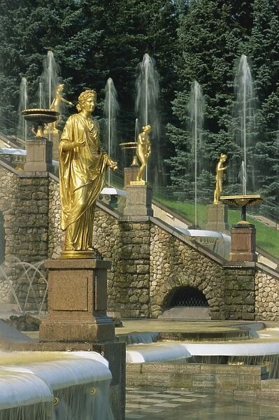 Gold statues and fountains outside the Summer Palace