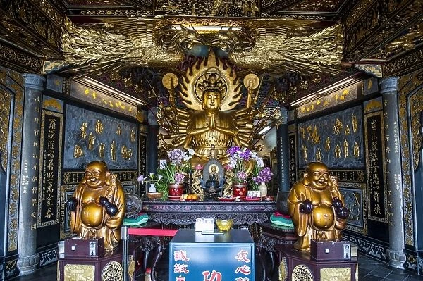 Golden Buddha in the Guandu Temple, Guandu, Taipei, Taiwan, Asia