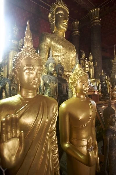 Golden Buddhas of the Royal Palace temple of Luang Prabang, Laos, Indochina