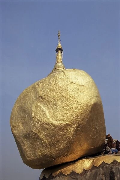 Golden rock, the balancing boulder temple of Kyaikbyo, Myanmar (Burma), Asia