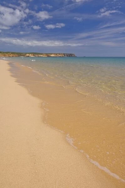 Golden sand on Martinhal beach, Sagres, Algarve, Portugal, Europe