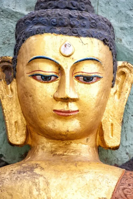 Framed Print : Golden statue of Buddha near Swayambhunath, Kathmandu, Nepal, Asia Framed Print : Golden statue of Buddha near Swayambhunath, Kathmandu, Nepal, Asia