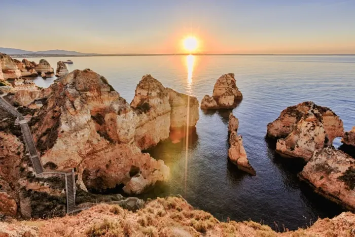 Framed Print : Golden sunrise on the red cliffs of Ponta Da Piedade, Lagos, Algarve, Portugal, Europe Framed Print : Golden sunrise on the red cliffs of Ponta Da Piedade, Lagos, Algarve, Portugal, Europe