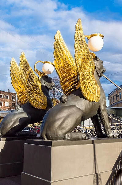 Golden-winged griffons of the Bank Bridge (Bankovsky most)