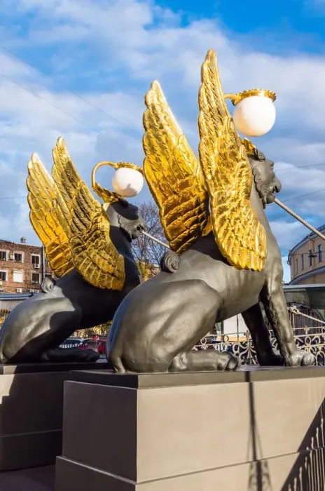 Framed Print : Golden-winged griffons of the Bank Bridge (Bankovsky most) Framed Print : Golden-winged griffons of the Bank Bridge (Bankovsky most)