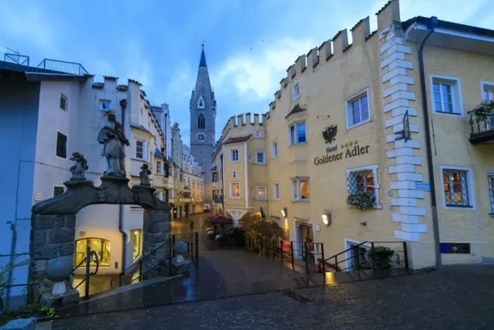 Framed Print : The Goldener Adler Hotel and the bell tower of Cathedral of Brixen (Bressanone) Framed Print : The Goldener Adler Hotel and the bell tower of Cathedral of Brixen (Bressanone)