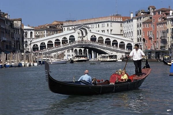 Gondola on the Grand Canal near the Rialto Bridge