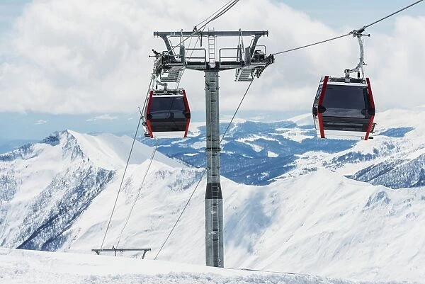 Gondola lift, Gudauri ski resort, Georgia, Caucasus region, Central Asia, Asia