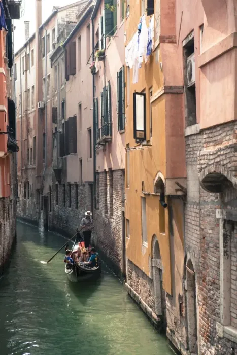 Framed Print : Gondola with tourists on a narrow canal, Venice, UNESCO World Heritage Site, Veneto, Italy, Europe Framed Print : Gondola with tourists on a narrow canal, Venice, UNESCO World Heritage Site, Veneto, Italy, Europe