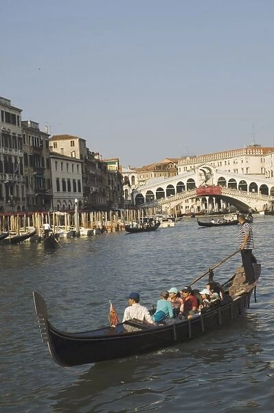 Gondolas on the Grand Canal at the Rialto Bridge