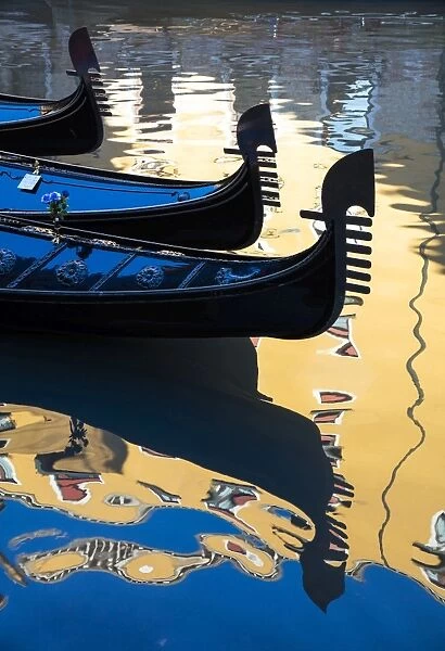 Gondolas and reflections, Gondole Bacino Orseole, near St. Marks Square, Venice