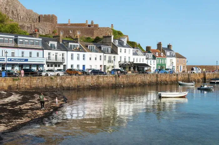 Framed Print : Gorey fishing village, Jersey, Channel Islands, Europe Framed Print : Gorey fishing village, Jersey, Channel Islands, Europe