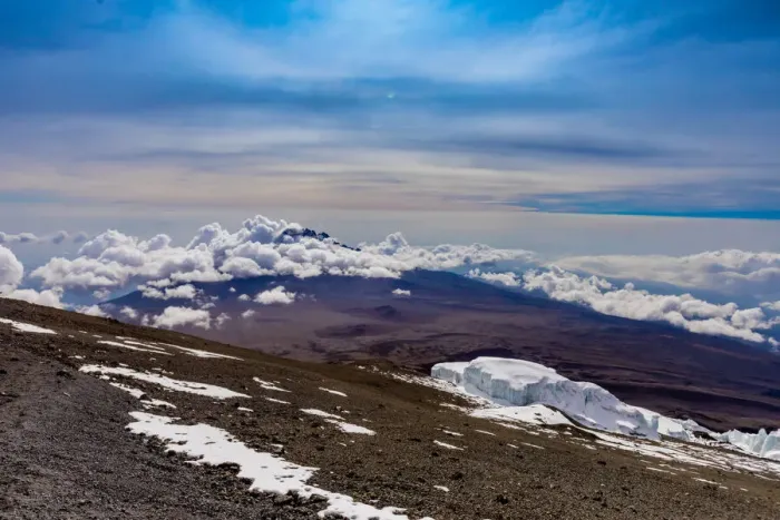 Framed Print : Gorgeous view of the snowy trail to Mount Kilimanjaro, UNESCO World Heritage Site, Tanzania, East Africa, Africa