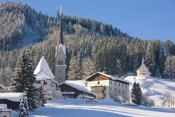 Gosau in winter, Gosau, Salzkammergut, Austria, Europe