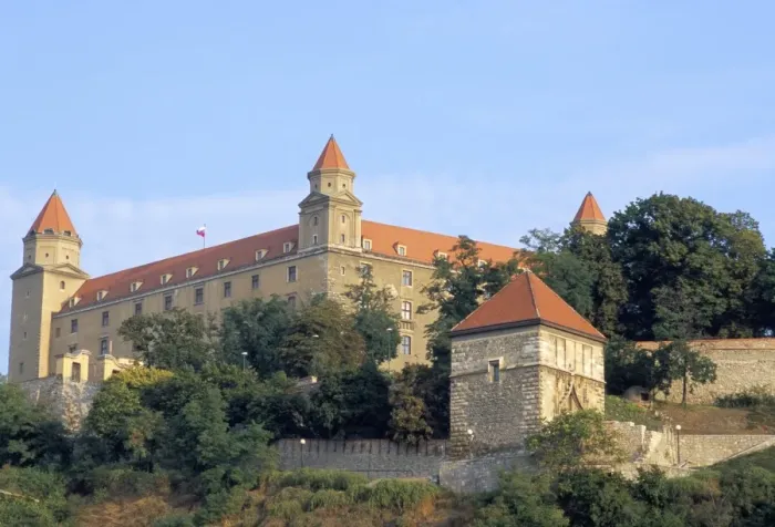 Framed Print : Gothic 15th century castle dominates Bratislava at dusk Framed Print : Gothic 15th century castle dominates Bratislava at dusk