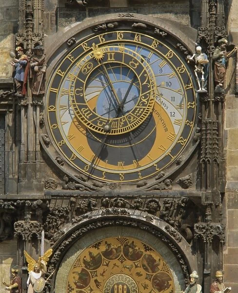 The Gothic Horloge, astronomical clock, Old Town Hall, Stare Mesto Square