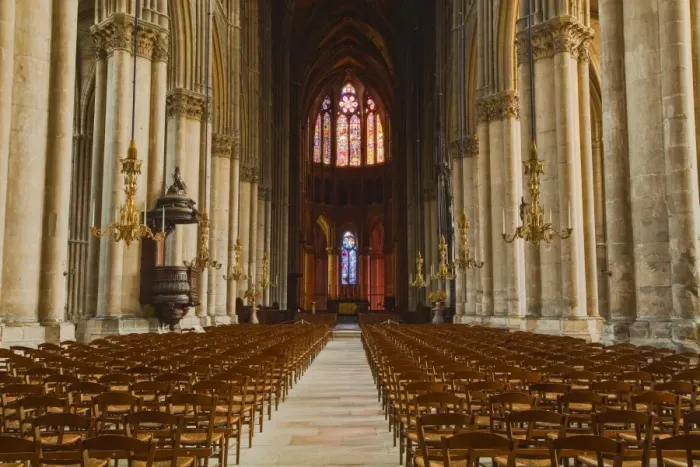 Framed Print : The gothic nave of Notre Dame de Reims cathedral, UNESCO World Heritage Site, Reims, Champagne-Ardenne, France, Europe Framed Print : The gothic nave of Notre Dame de Reims cathedral, UNESCO World Heritage Site, Reims, Champagne-Ardenne, France, Europe