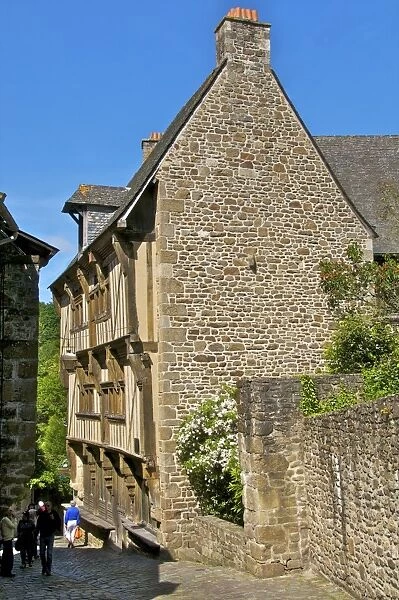 Governors house, a 15th century mansion in an old cobbled street, Old Town, Dinan, Cotes d Armor, Brittany, France, Europe