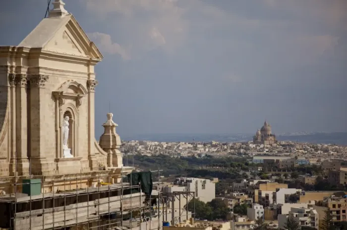 Framed Print : Gozo Cathedral and Xewkija Dome from the Citadel, Rabat (Victoria), Gozo Framed Print : Gozo Cathedral and Xewkija Dome from the Citadel, Rabat (Victoria), Gozo