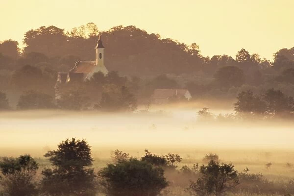 Grafrath Monastery in fog