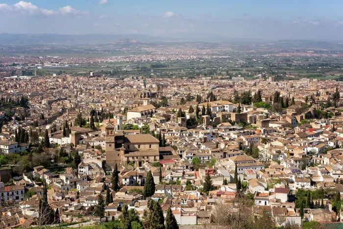 Framed Print : Granada city viewed on a sunny day from a viewpoint, Granada, Andalusia, Spain, Europe Framed Print : Granada city viewed on a sunny day from a viewpoint, Granada, Andalusia, Spain, Europe