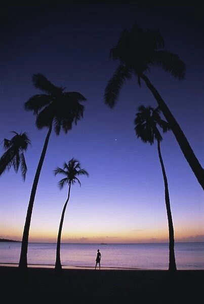 Grand Anse beach at sunset