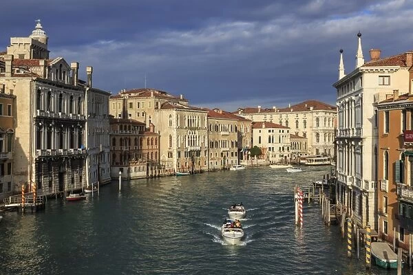 Grand Canal from Accademia bridge in winter morning sun, Venice, UNESCO World Heritage Site