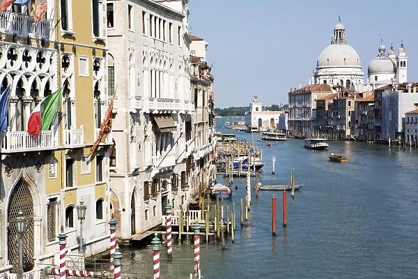 The Grand Canal and church of Santa Maria della Salute, Venice, UNESCO World Heritage Site