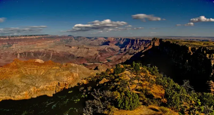Framed Print : Grand Canyon viewed from the Desert View Point at night illuminated by moonlight Framed Print : Grand Canyon viewed from the Desert View Point at night illuminated by moonlight