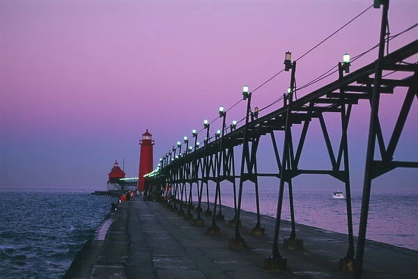 Grand Haven Lighthouse on Lake Michigan