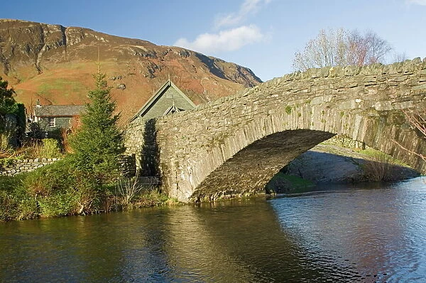 Grange Bridge and village, Borrowdale, Lake District National Park, Cumbria