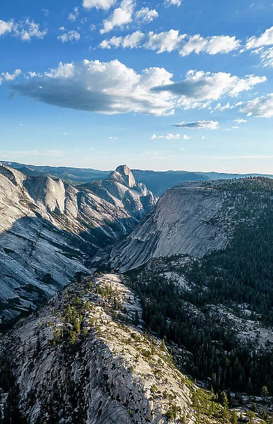 Granite mountains with Half Dome in the background, Yosemite National Park, UNESCO World Heritage Site, California, United States of America, North America