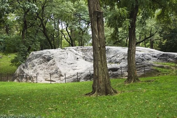 Granite outcrops in Central Park