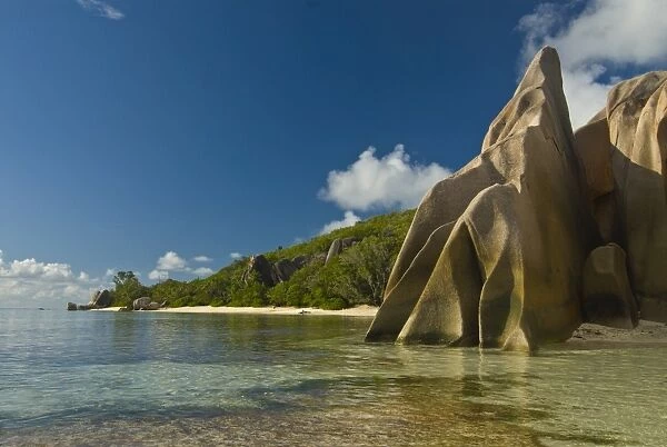 Granite rocks at world famous beach of Anse Source d Argent, La Digue