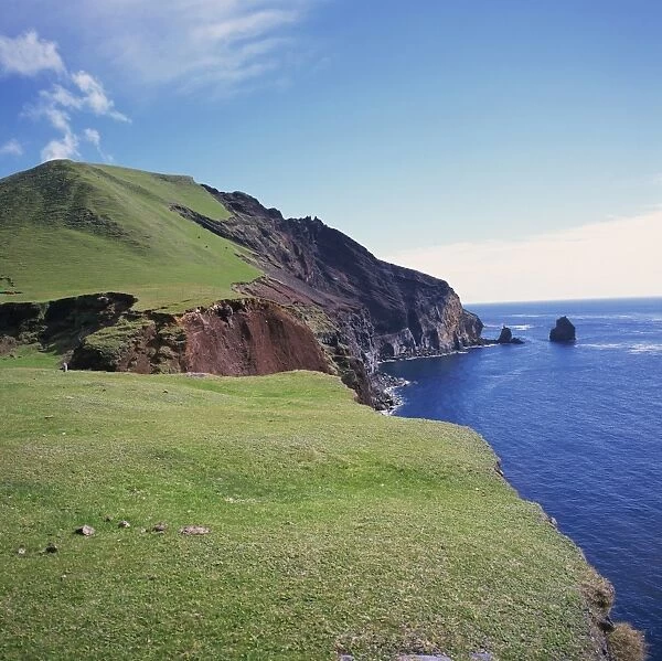 Grass topped cliffs along the north west coast between
