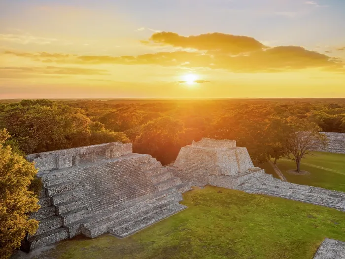 Framed Print : Great Acropolis at sunset, elevated view, Edzna Archaeological Site, Campeche State, Mexico Framed Print : Great Acropolis at sunset, elevated view, Edzna Archaeological Site, Campeche State, Mexico