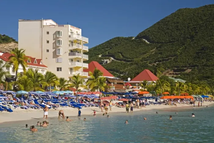 Framed Print : Great Bay Beach, Philipsburg, St Framed Print : Great Bay Beach, Philipsburg, St