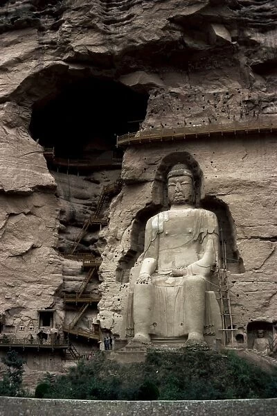 Great Buddha at Bingling Temple, Yellow River, near Lanzhou, China, Asia