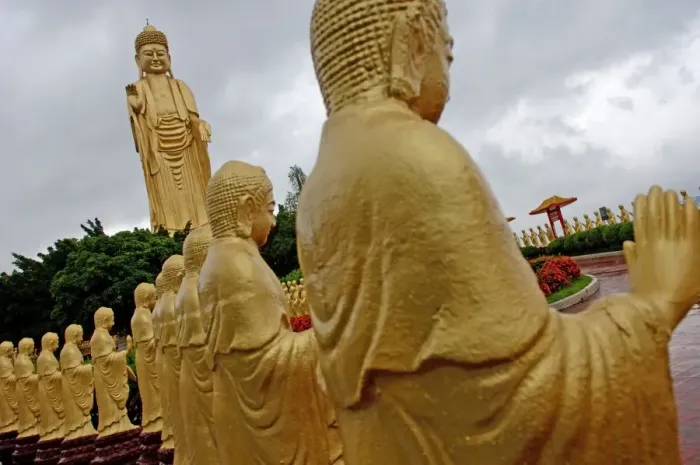 Framed Print : The Great Buddha Land has an Amitabha Buddha statue standing 120 feet tall surrounded by 480 small statues of Amitabha Buddha, Fokuangshan monastery, Kaohsiung area, Taiwan, Republic of Framed Print : The Great Buddha Land has an Amitabha Buddha statue standing 120 feet tall surrounded by 480 small statues of Amitabha Buddha, Fokuangshan monastery, Kaohsiung area, Taiwan, Republic of