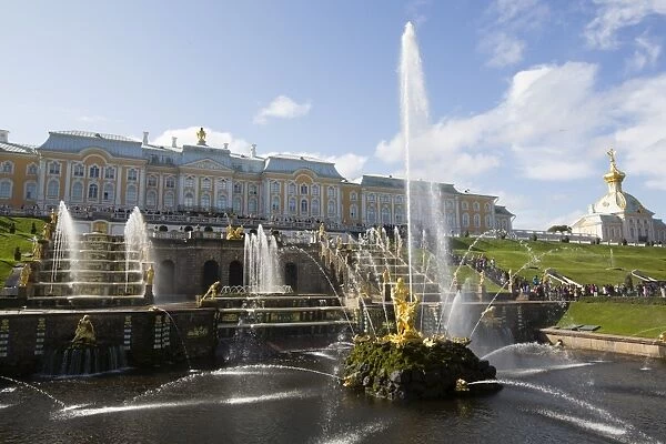 Great Cascade with Great Palace in the background, Peterhof, UNESCO World Heritage Site, near St