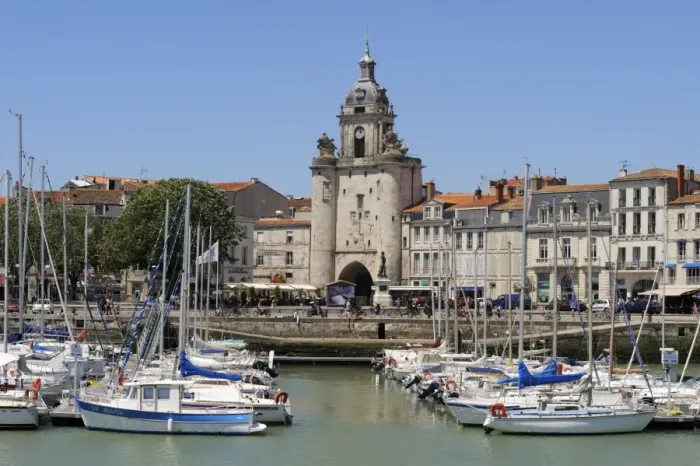 Framed Print : The Great Clock Tower viewed from across Vieux Port, La Rochelle, Charente-Maritime Framed Print : The Great Clock Tower viewed from across Vieux Port, La Rochelle, Charente-Maritime