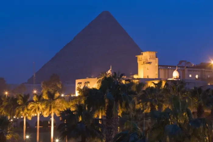 Framed Print : The Great Pyramid, UNESCO World Heritage Site, and the Mena House Hotel in Giza at night, near Cairo, Egypt, North Africa, Africa Framed Print : The Great Pyramid, UNESCO World Heritage Site, and the Mena House Hotel in Giza at night, near Cairo, Egypt, North Africa, Africa