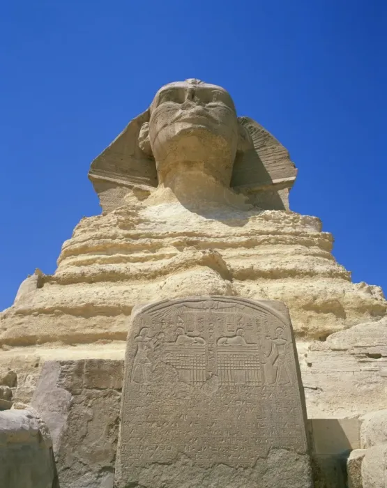 Framed Print : The Great Sphinx and tablet or stela, Giza, UNESCO World Heritage Site